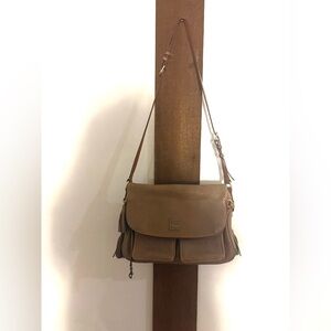 Dooney & Bourke Tan Leather Satchel, Cargo front pockets, nice!
